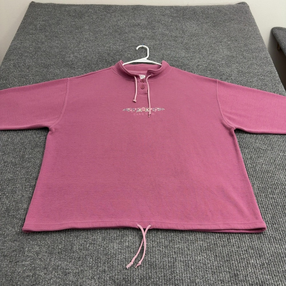 Cape Cod Cuffy's Sweatshirt Womens XXL Pink Cotton Blend Mock Neck Coastal Style